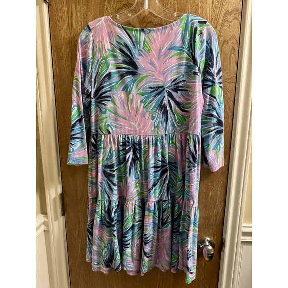 Lilly Pulitzer Women's Geanna Long Sleeve Dress Pink Blue Babydoll Beach Sz S - Picture 2 of 11